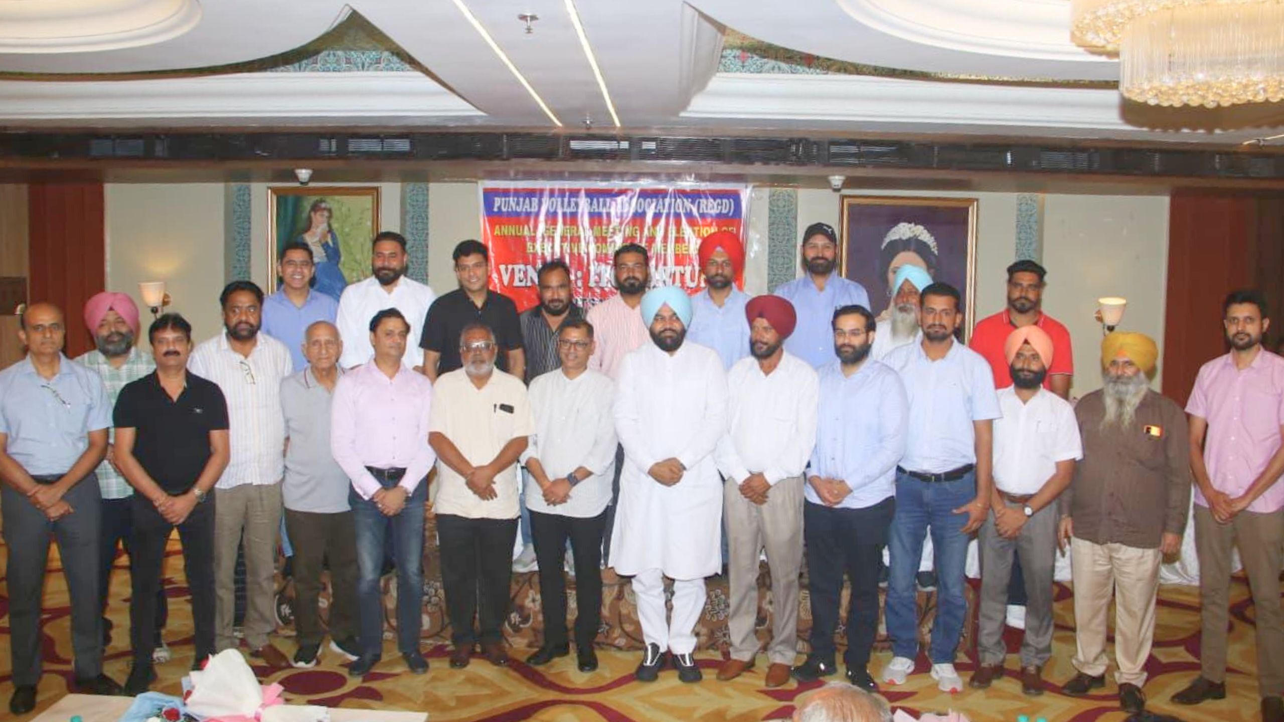 Punjab volleyball players at an indoor court